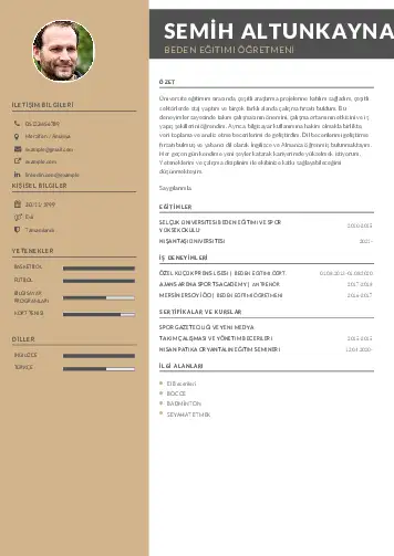 Beden Eğitimi Öğretmeni CV Örnekleri cv indir